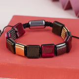 Natural Stone Square Gallstone Bracelet Men Cuff Jewelry