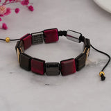 Natural Stone Square Gallstone Bracelet Men Cuff Jewelry