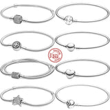 925 Silver Stars Pav? Round Sparkling Buckle Snake Chain Bracelet