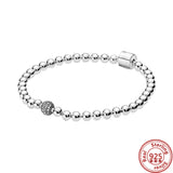 925 Silver Stars Pav? Round Sparkling Buckle Snake Chain Bracelet