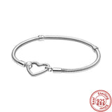 925 Silver T-Bar Snake Chain Heart Bracelet