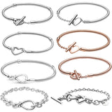 925 Silver T-Bar Snake Chain Heart Bracelet
