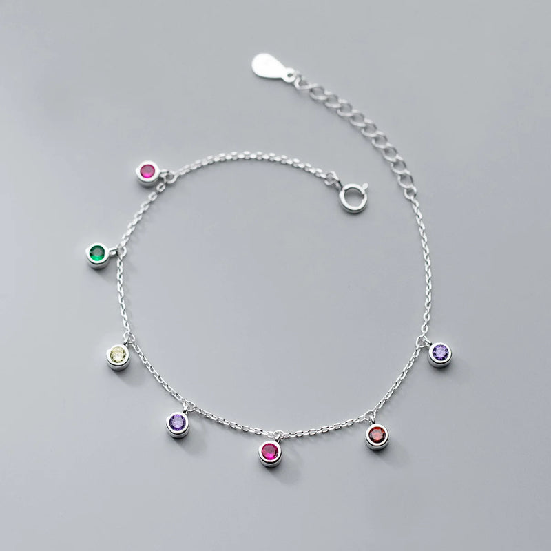 Colorful Zircon Bead Charm Bracelet Wedding Jewelry