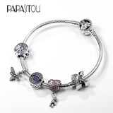 Hot Woman 925 Sterling Silver Charm Beads Pendant Bracelet