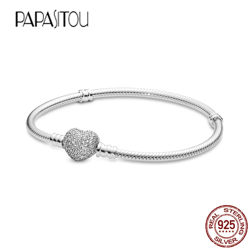 Hot Woman 925 Sterling Silver Charm Beads Pendant Bracelet