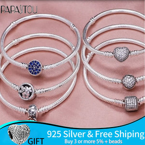 Hot Woman 925 Sterling Silver Charm Beads Pendant Bracelet