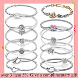 925 Silver Moment Heart Closure Snake Chain Women Bracelet