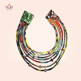 African Style Multicolor Bead Statement Necklace
