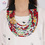 African Style Multicolor Bead Statement Necklace