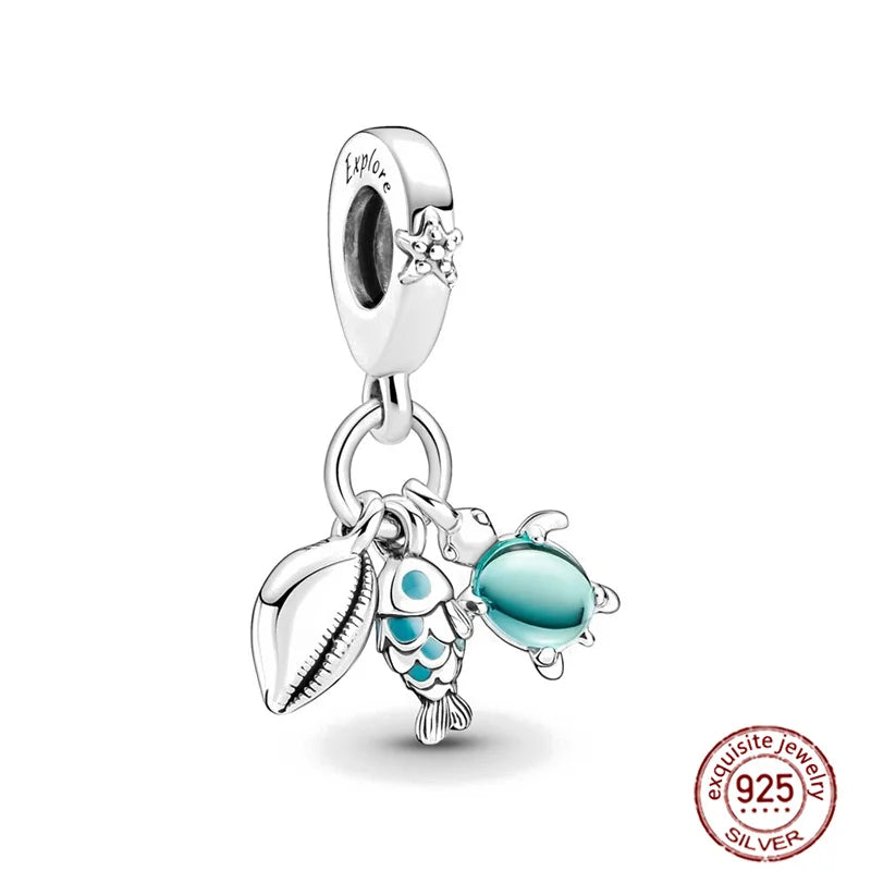 Hot Ocean Collection Turtle Charm 925 Silver Beads for Pandora Bracelet