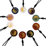 Engraved Taoist Taiji YinYang Fish Reiki Necklace Healing Crystal