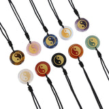 Engraved Taoist Taiji YinYang Fish Reiki Necklace Healing Crystal