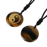 Engraved Taoist Taiji YinYang Fish Reiki Necklace Healing Crystal
