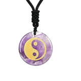 Engraved Taoist Taiji YinYang Fish Reiki Necklace Healing Crystal