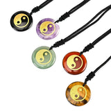 Engraved Taoist Taiji YinYang Fish Reiki Necklace Healing Crystal