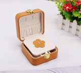 Portable PU Leather Jewelry Organizer Box Golden Lock Traveling