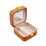 Portable PU Leather Jewelry Organizer Box Golden Lock Traveling