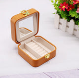 Portable PU Leather Jewelry Organizer Box Golden Lock Traveling