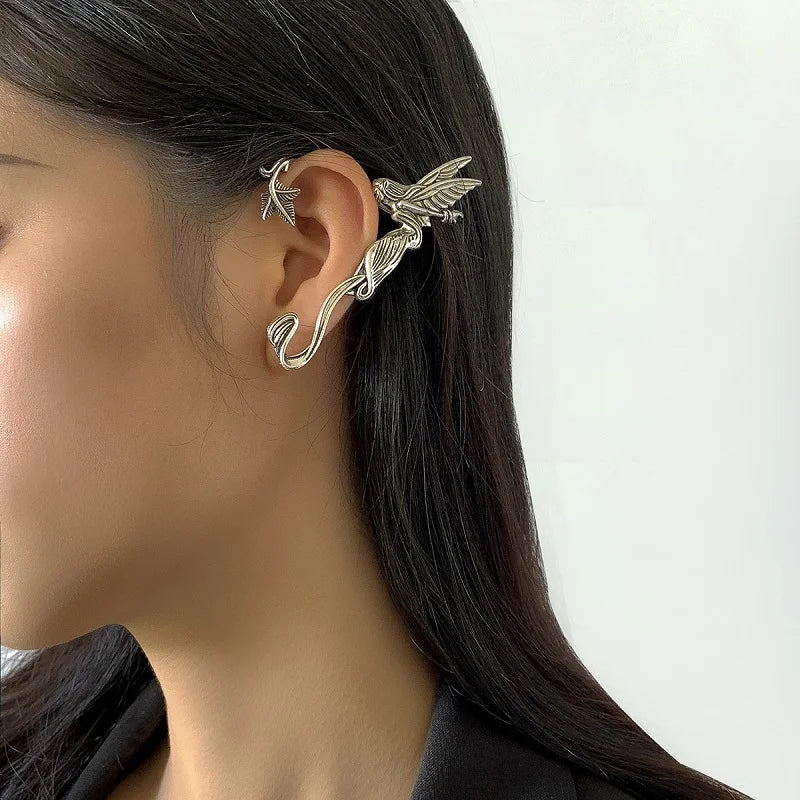 Vintage Punk Rock Dragon Ear Cuff Earrings