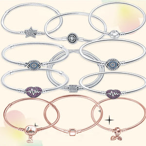 925 Silver Heart Pentagram Bracelet for DIY Charms Jewelry
