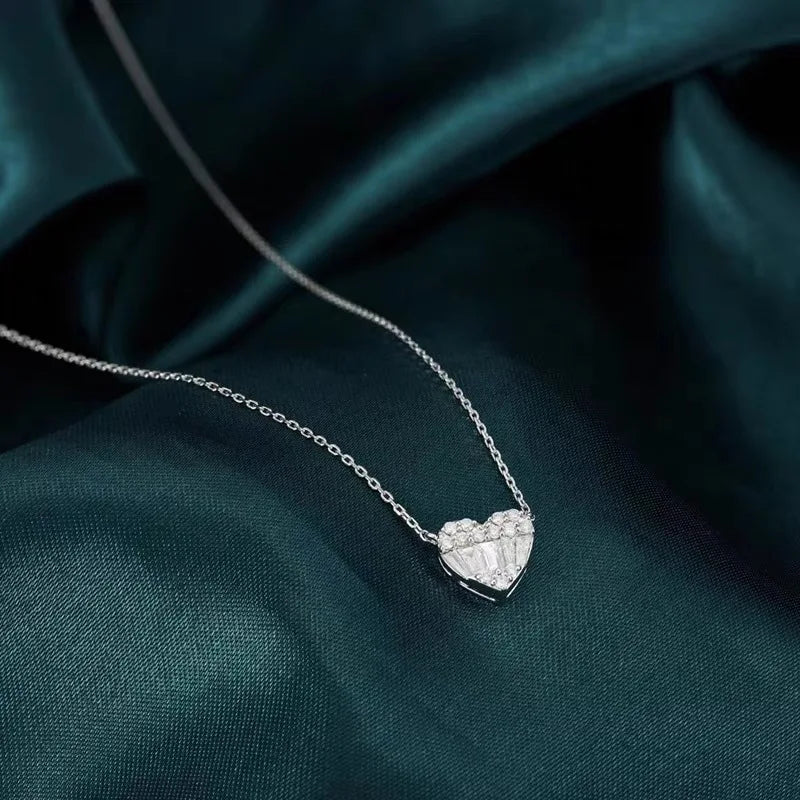 S925 Sterling Silver Sweet Love Zircon Pendant Necklace
