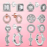 925 Silver Pave Daisy Flower Stud Earrings For Women - Silver Jewelry Gift