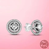 Silver Pave Daisy Flower Stud Earrings For Women 925 Jewelry