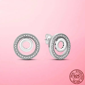 925 Silver Pave Daisy Flower Stud Earrings For Women - Silver Jewelry Gift
