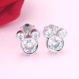 925 Silver Miky Mouse Stud Earrings For Women Original Jewelry