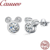 925 Silver Miky Mouse Stud Earrings For Women Original Jewelry