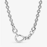 925 Silver Necklace Infinity Knot Charm 50CM Women Jewelry