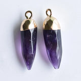 Natural Carved Amethysts Quartz Necklace Earrings Pendant DIY 12pcs