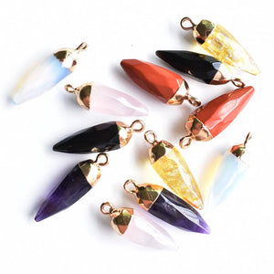 Natural Carved Amethysts Quartz Necklace Earrings Pendant DIY 12pcs