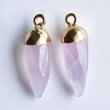 Natural Carved Amethysts Quartz Necklace Earrings Pendant DIY 12pcs