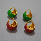 Retro Brass Gold-plated Enamel Drop Earrings