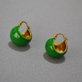 Retro Brass Gold-plated Enamel Drop Earrings
