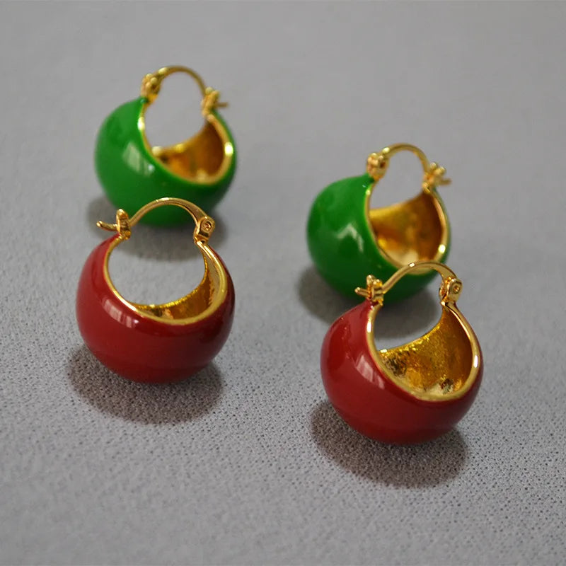 Retro Brass Gold-plated Enamel Drop Earrings