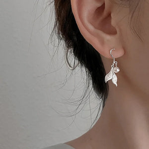 Fairy Pearl Mermaid Tail Earrings Frosted Long Tassel