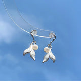 Fairy Pearl Mermaid Tail Earrings Frosted Long Tassel