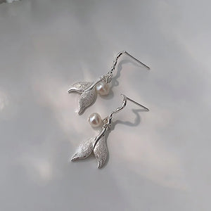 Fairy Pearl Mermaid Tail Earrings Frosted Long Tassel