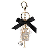 Pearl Perfume Bottle Keychain Car Key Ring Holder Bag Charm Pendan...