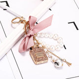Pearl Perfume Bottle Keychain Car Key Ring Holder Bag Charm Pendan...