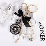Pearl Perfume Bottle Keychain Car Key Ring Holder Bag Charm Pendan...
