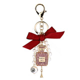 Pearl Perfume Bottle Keychain Car Key Ring Holder Bag Charm Pendan...
