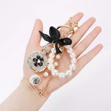 Pearl Perfume Bottle Keychain Car Key Ring Holder Bag Charm Pendan...
