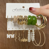 5 Pairs Acrylic Metal Pearl Earrings Set
