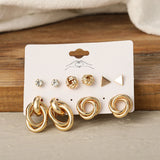 5 Pairs Acrylic Metal Pearl Earrings Set