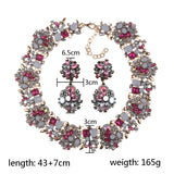Indian Crystal Rhinestone Choker Necklace Women Boho Ethnic Large Collar