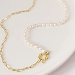 Freshwater Pearl Chain Necklace 925 Sterling Silver Bead Chain Necklace