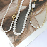 Freshwater Pearl Chain Necklace 925 Sterling Silver Bead Chain Necklace